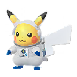Regular Astronaut Pikachu wearing a spacesuit and glass helmet in Pokémon GO